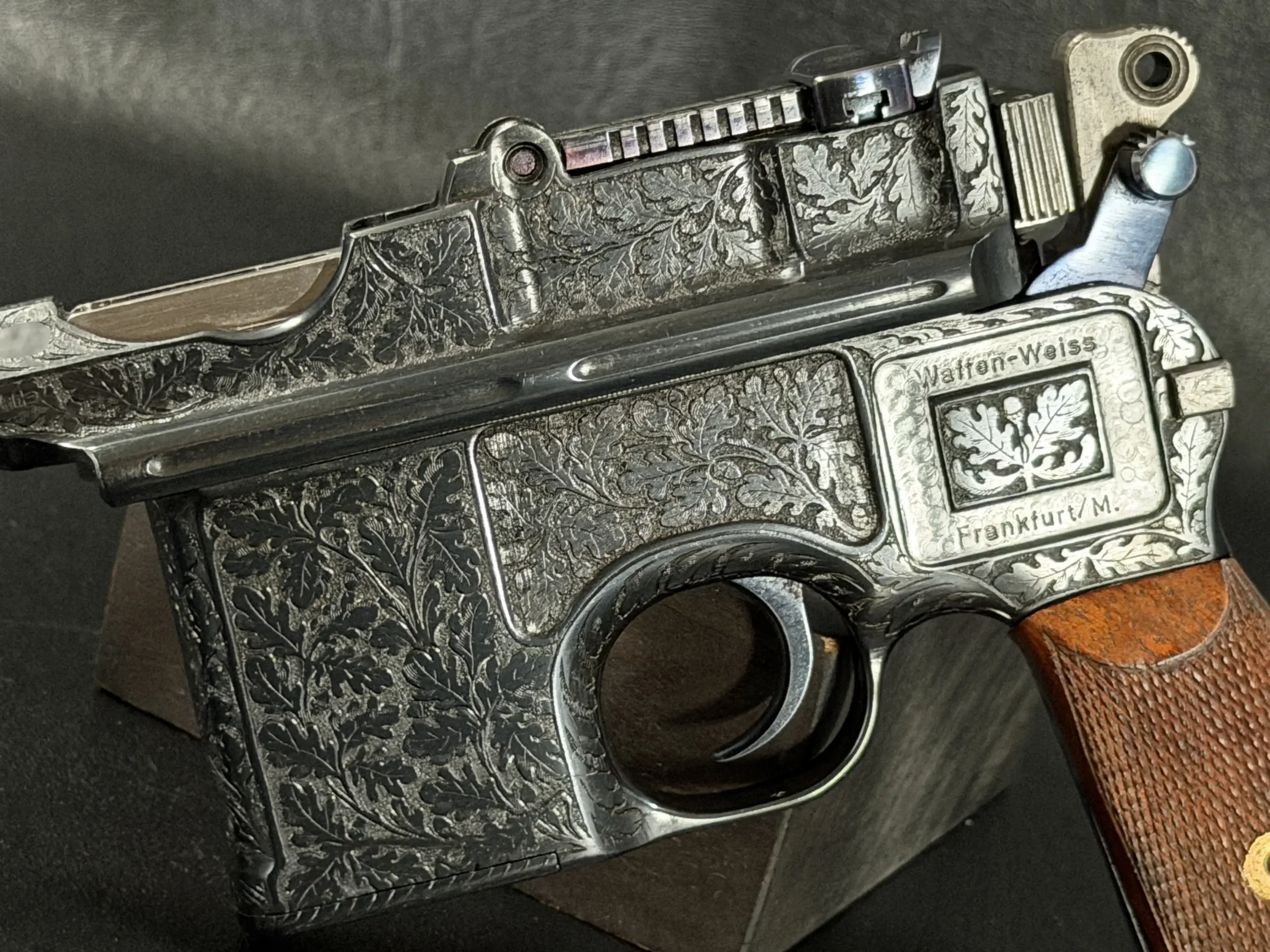 Engraved Mauser C96 Broomhandle With Shoulder Stock photo 8