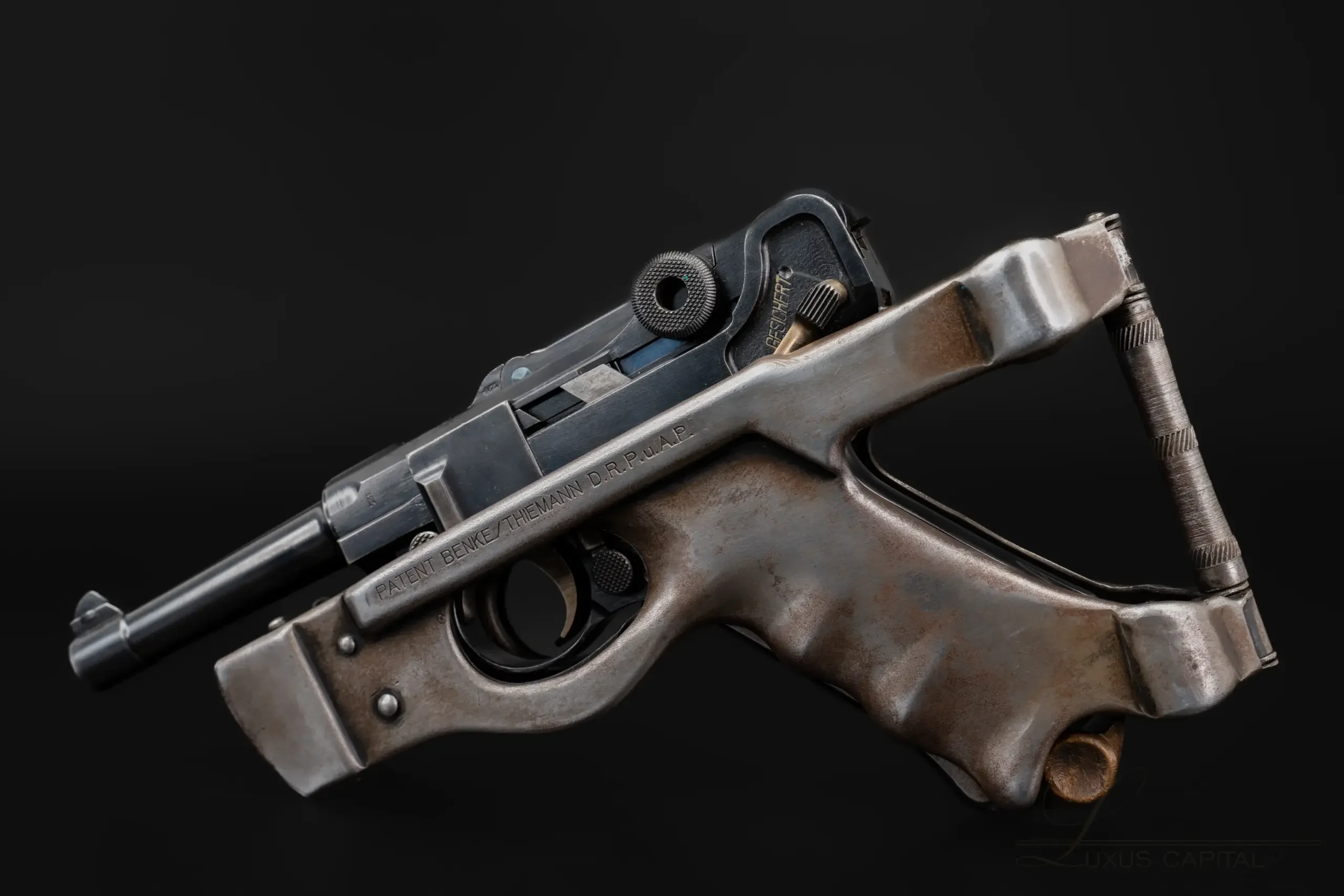 DWM 1920 Luger with Benke-Thiemann Folding Stock photo 7