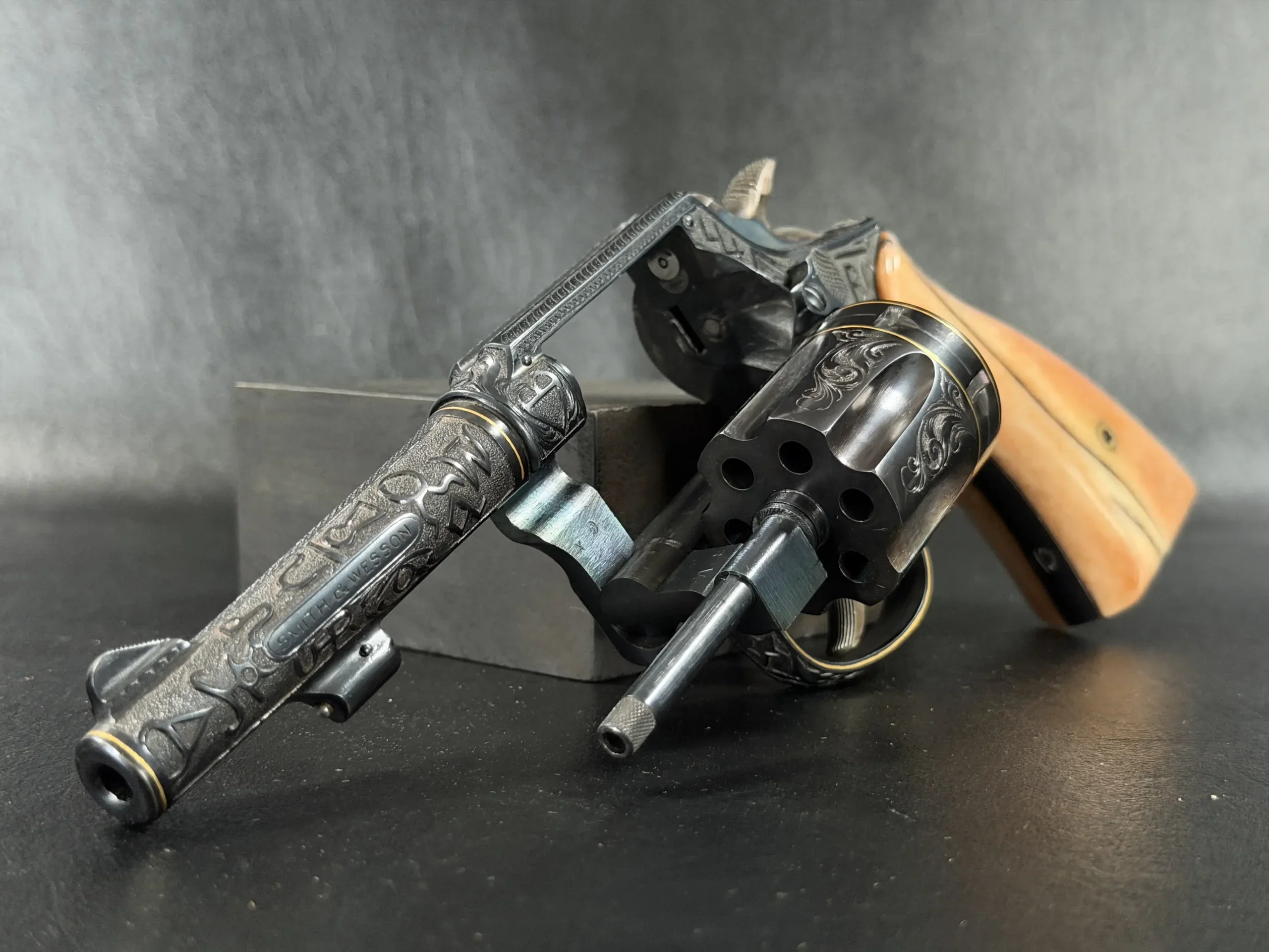 Smith & Wesson .22 Postal Department M&P Revolver, Cattle Brand Engraved photo 9