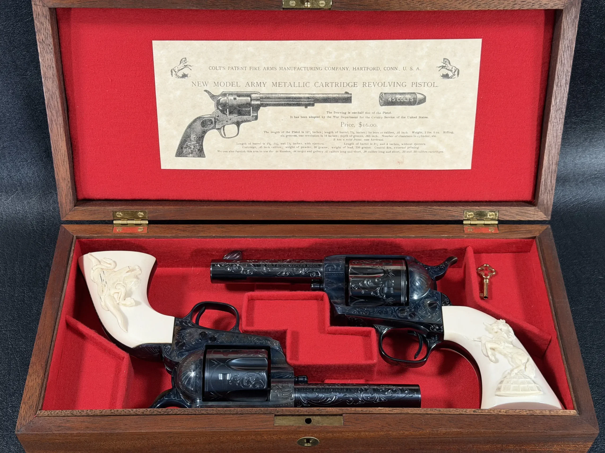 Cased Pair of Engraved Colt 3rd Generation Storekeeper Single Action Army Revolvers photo 2
