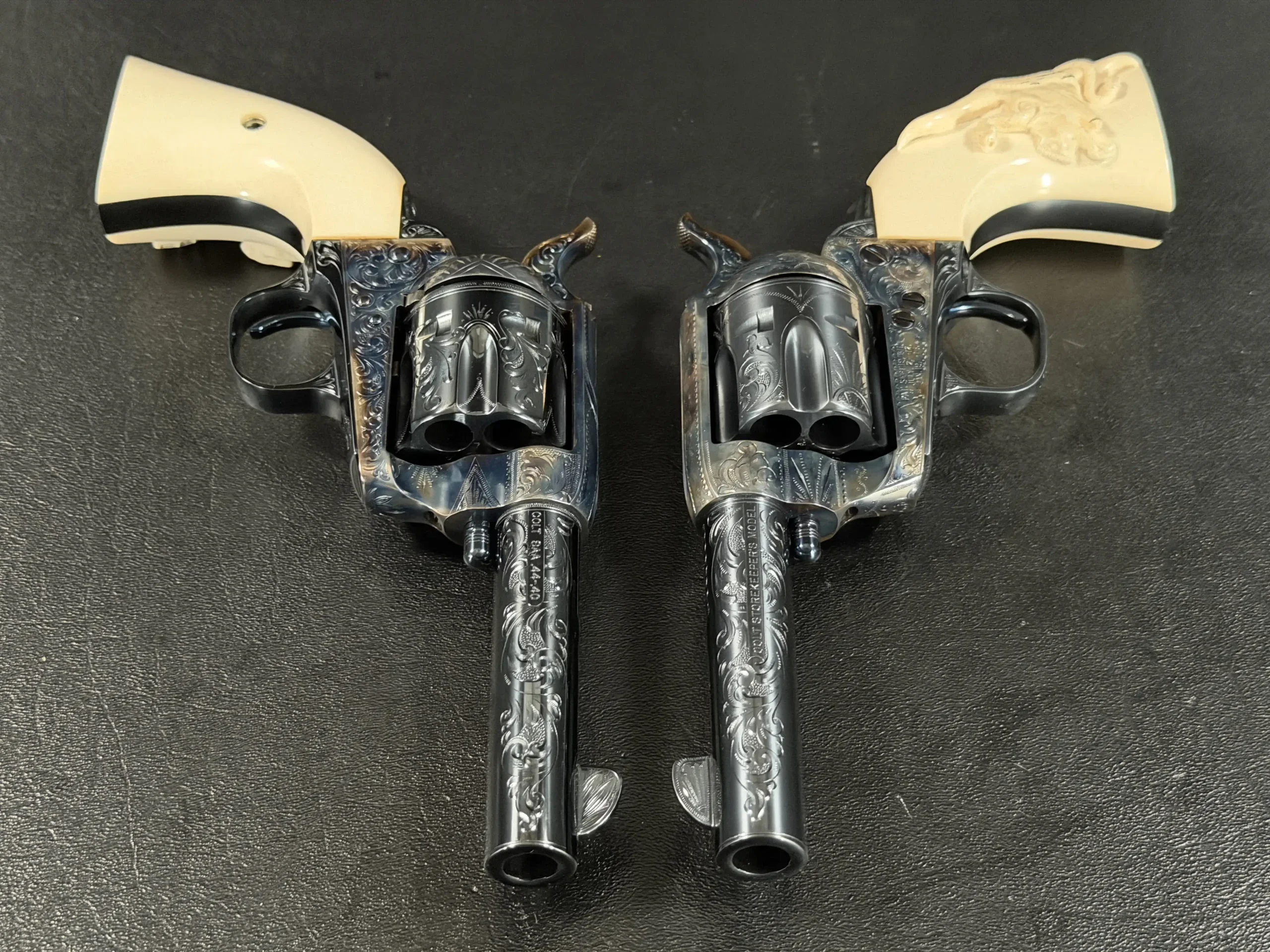 Cased Pair of Engraved Colt 3rd Generation Storekeeper Single Action Army Revolvers photo 7