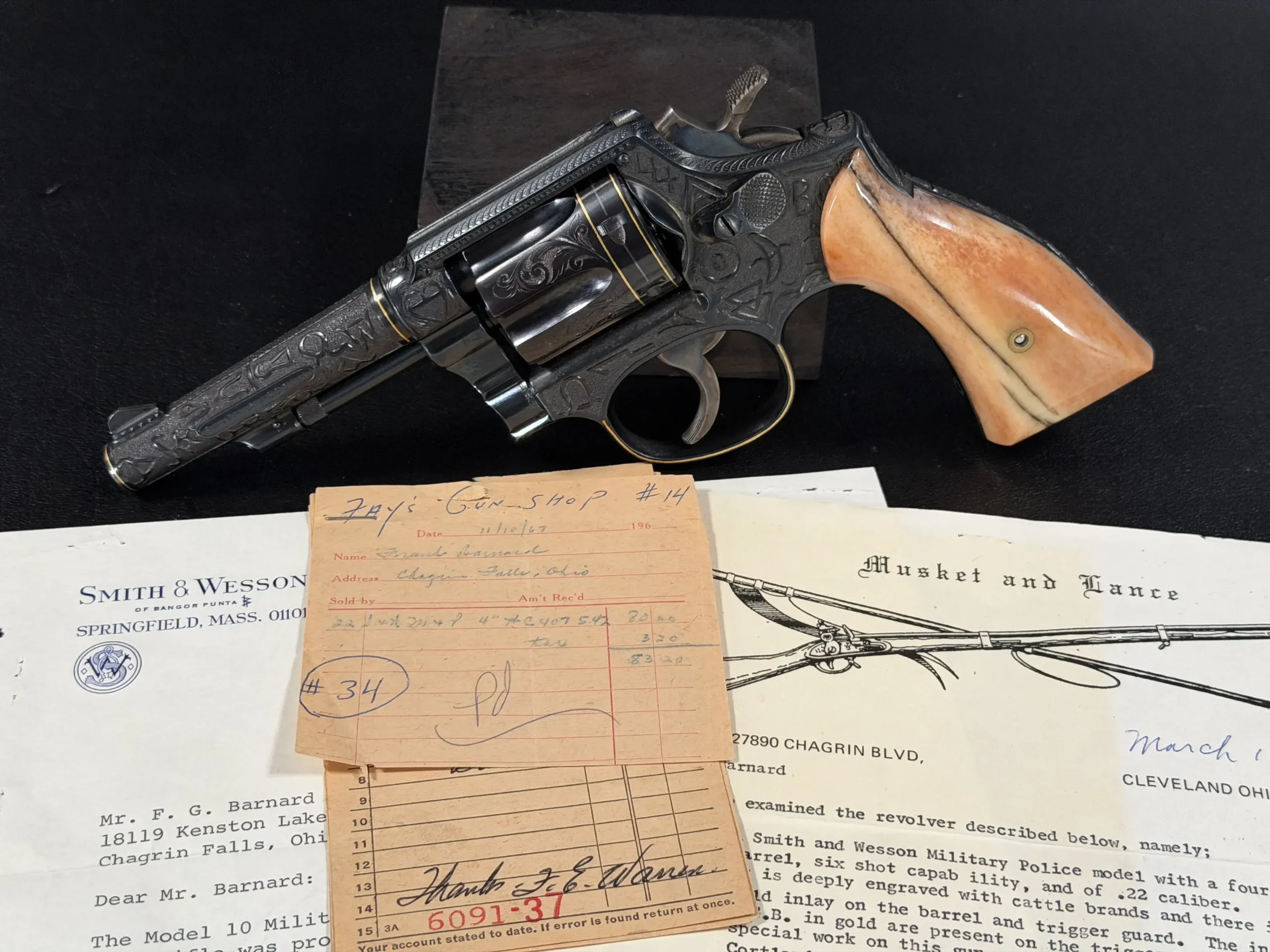 Smith & Wesson .22 Postal Department M&P Revolver, Cattle Brand Engraved photo 2