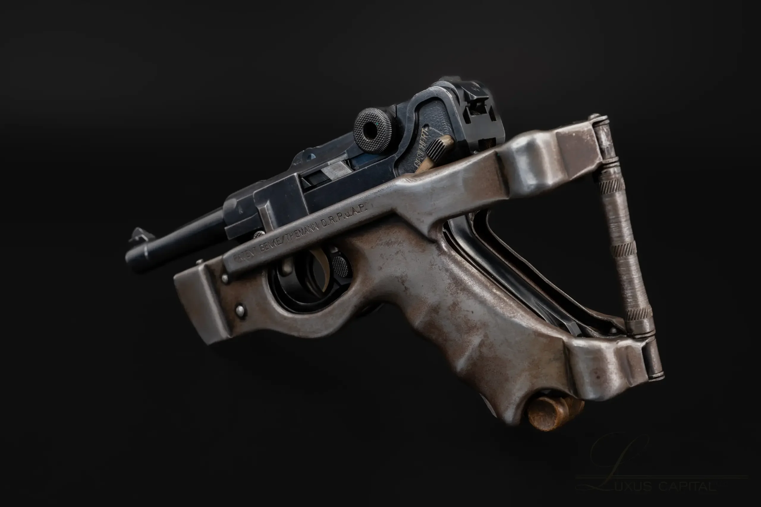 DWM 1920 Luger with Benke-Thiemann Folding Stock photo 4