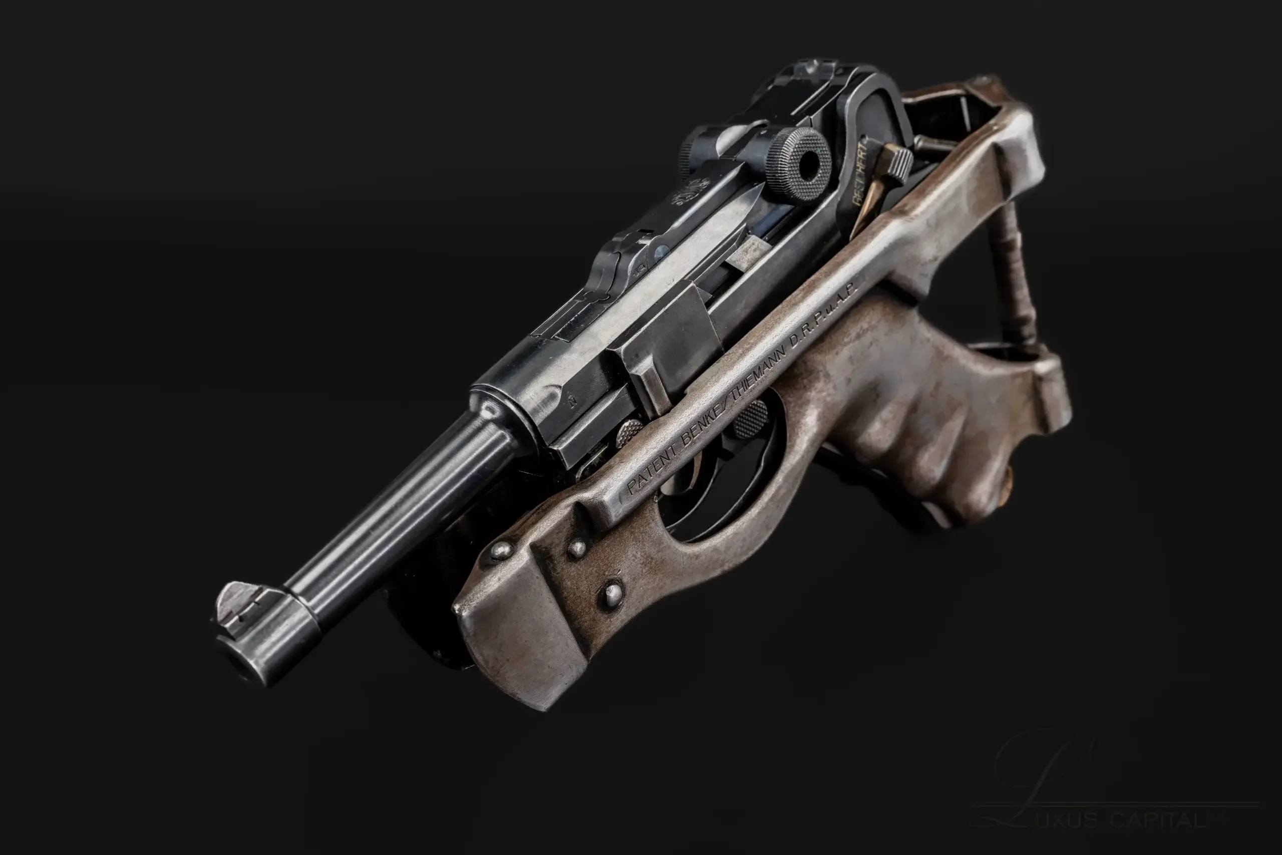 DWM 1920 Luger with Benke-Thiemann Folding Stock photo 3