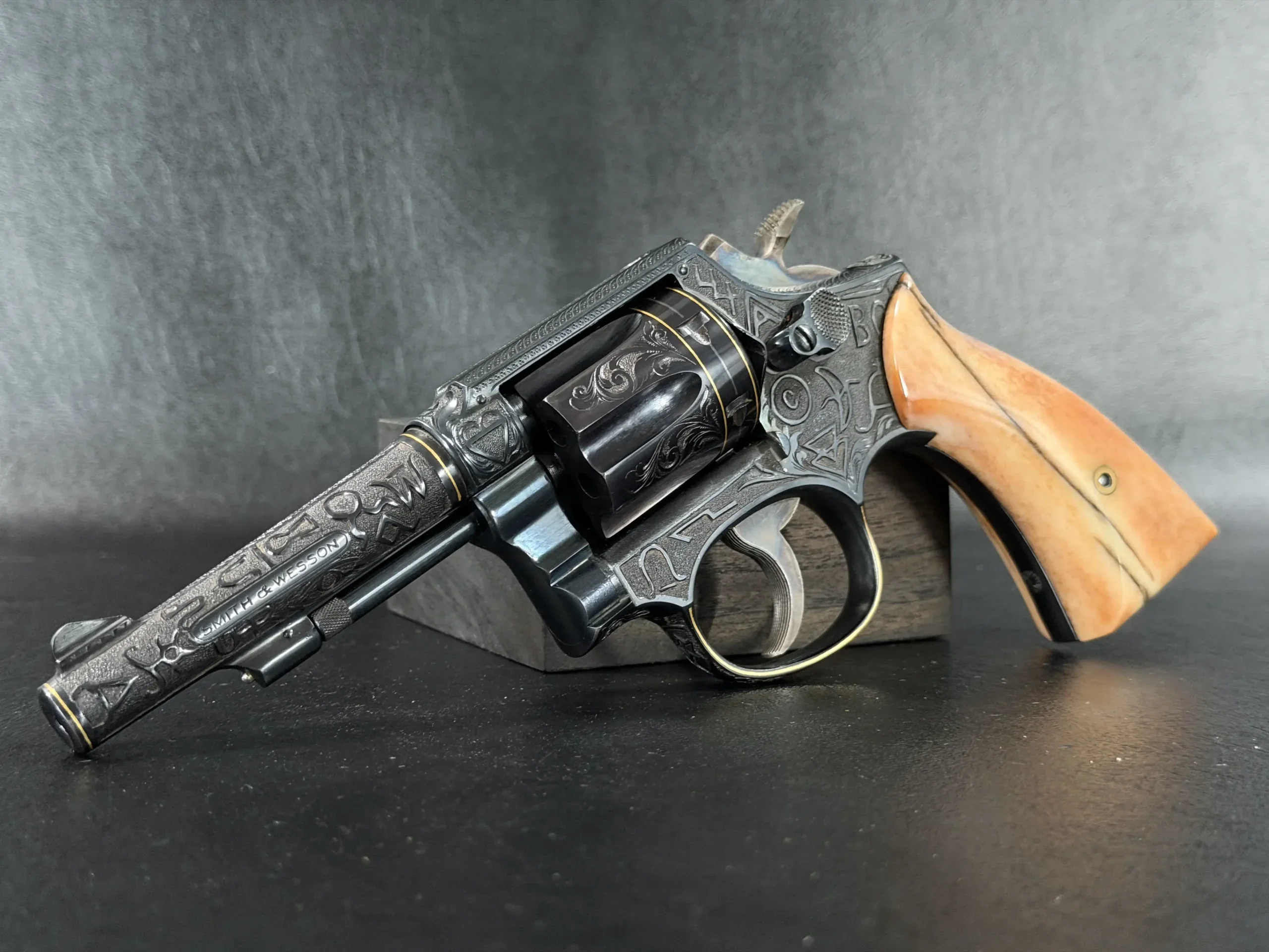 Smith & Wesson .22 Postal Department M&P Revolver, Cattle Brand Engraved photo 8